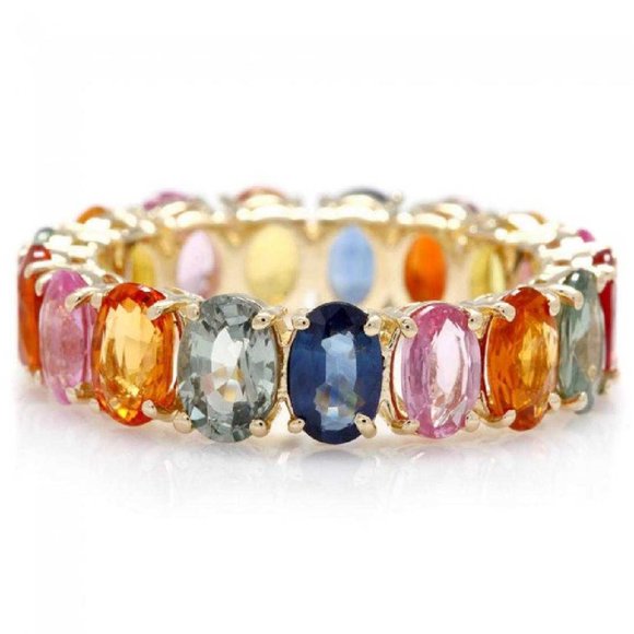 10.00 CtMulti-Color Sapphire and 14KY Gold Ring
